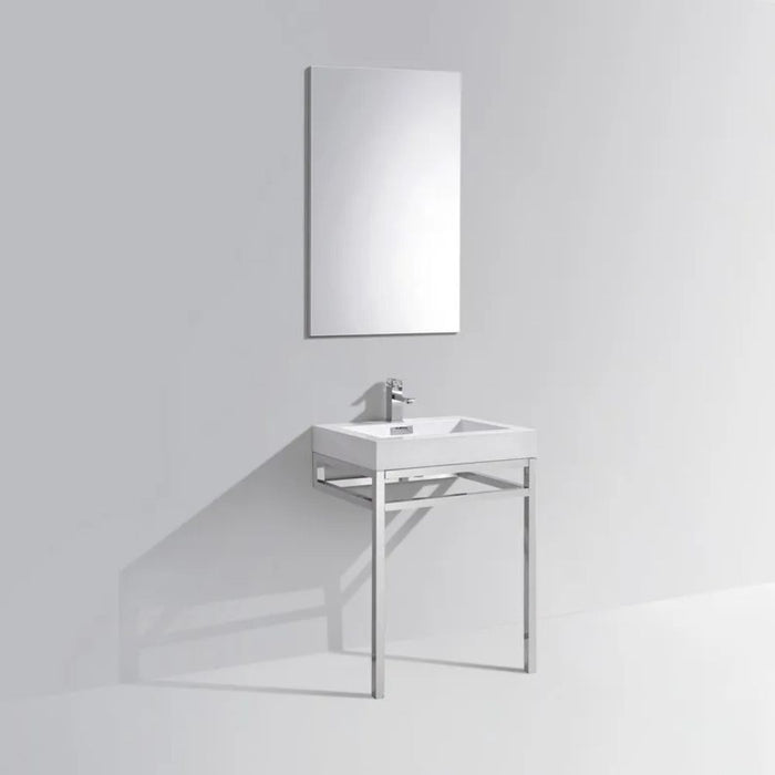 Haus 24" Stainless Steel Console w/ White Acrylic Sink - Chrome