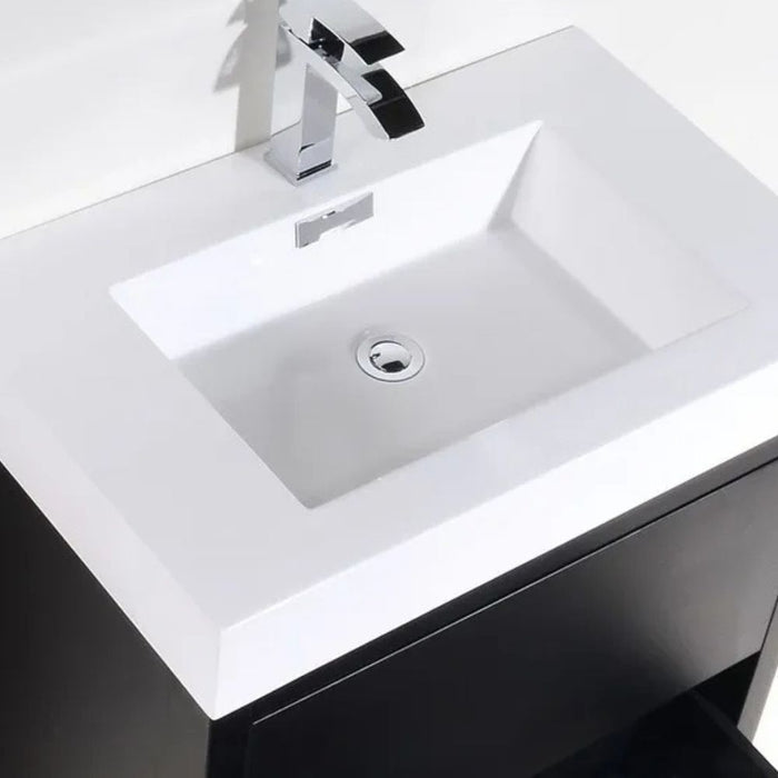 Britannia 30" Black Wood Modern Bathroom Vanity – Freestanding with Acrylic Sink & Soft-Close Hardware