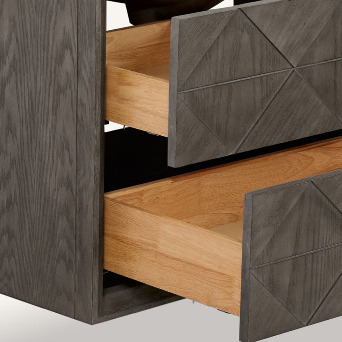 Yasemeen 36" Grey Oak Finish Bathroom Vanity – 2 Drawer Cabinet with 1" Artificial Stone Top