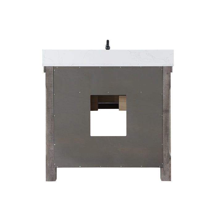 36-Inch Brayden Vanity – Classical Grey Cabinet with White Composite Top & Farmhouse Basin