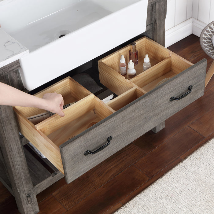 36-Inch Brayden Vanity – Classical Grey Cabinet with White Composite Top & Farmhouse Basin