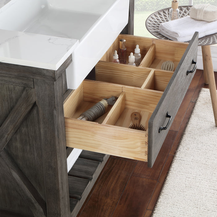 36-Inch Brayden Vanity – Classical Grey Cabinet with White Composite Top & Farmhouse Basin