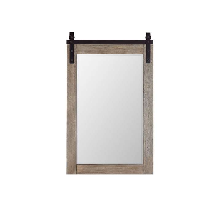 24-Inch Verdin Grey Rectangular Bathroom Vanity Mirror - Barn Door Style Wall Mount with Wood Frame