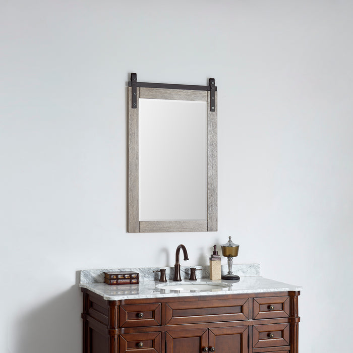24-Inch Verdin Grey Rectangular Bathroom Vanity Mirror - Barn Door Style Wall Mount with Wood Frame