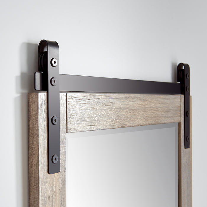 24-Inch Verdin Grey Rectangular Bathroom Vanity Mirror - Barn Door Style Wall Mount with Wood Frame