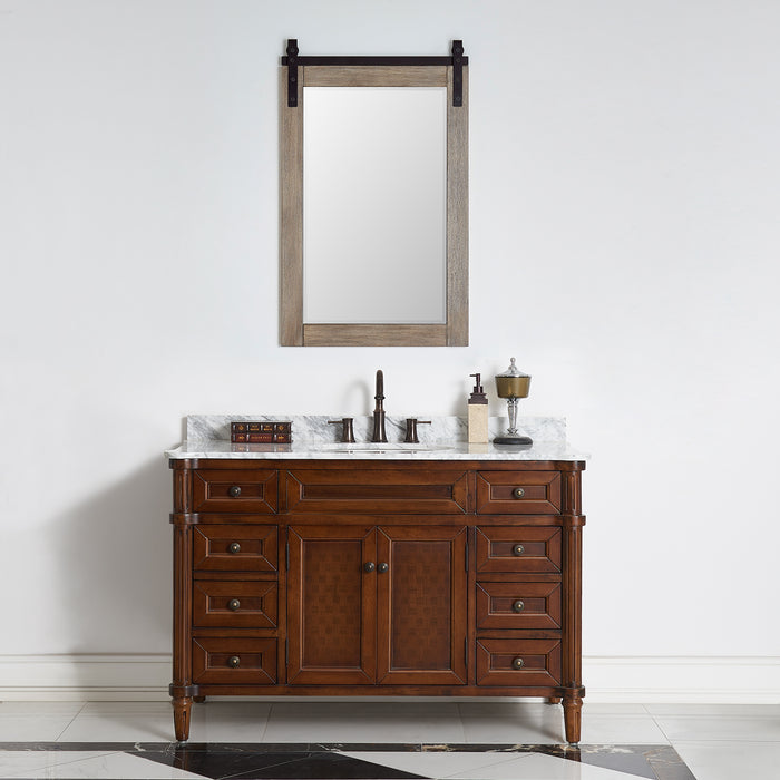 24-Inch Verdin Grey Rectangular Bathroom Vanity Mirror - Barn Door Style Wall Mount with Wood Frame