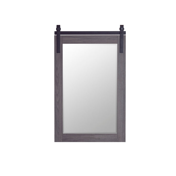 24" Solen Rectangular Oak Bathroom Vanity Mirror - Barndoor Design Wall Mount Mirror