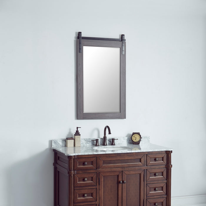 24" Solen Rectangular Oak Bathroom Vanity Mirror - Barndoor Design Wall Mount Mirror