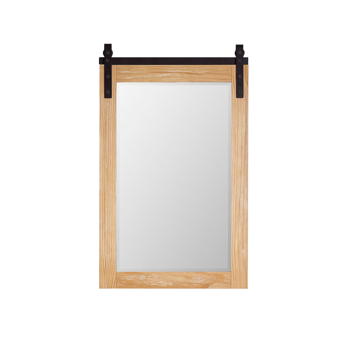 24" Zindra Pine Wood Vanity Mirror - Barndoor Rectangular Wall Mount Bathroom Mirror