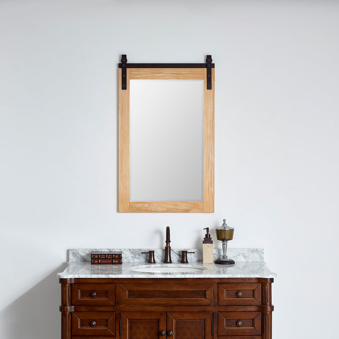 24" Zindra Pine Wood Vanity Mirror - Barndoor Rectangular Wall Mount Bathroom Mirror