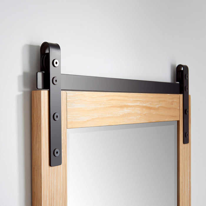 24" Zindra Pine Wood Vanity Mirror - Barndoor Rectangular Wall Mount Bathroom Mirror