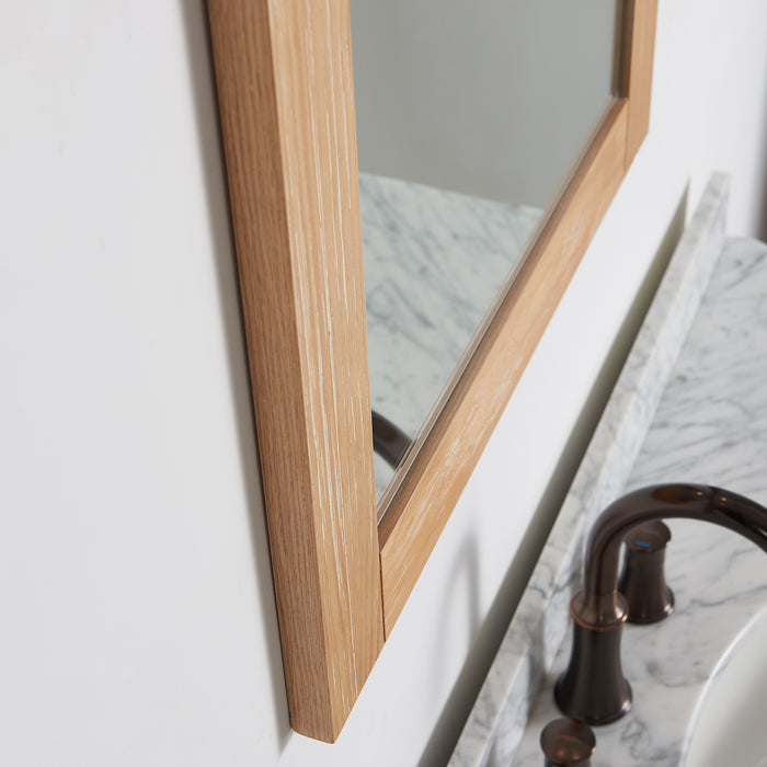 24" Zindra Pine Wood Vanity Mirror - Barndoor Rectangular Wall Mount Bathroom Mirror