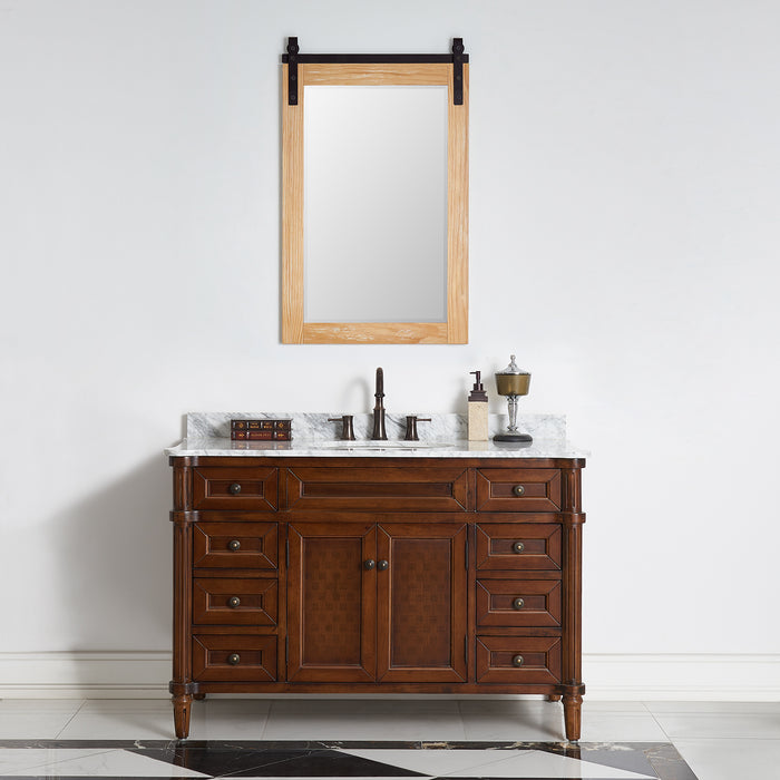 24" Zindra Pine Wood Vanity Mirror - Barndoor Rectangular Wall Mount Bathroom Mirror