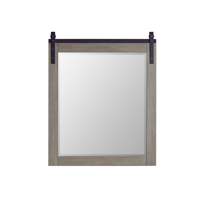 32-Inch Amica Grey Wood Rectangular Vanity Mirror Barndoor Wall Mount