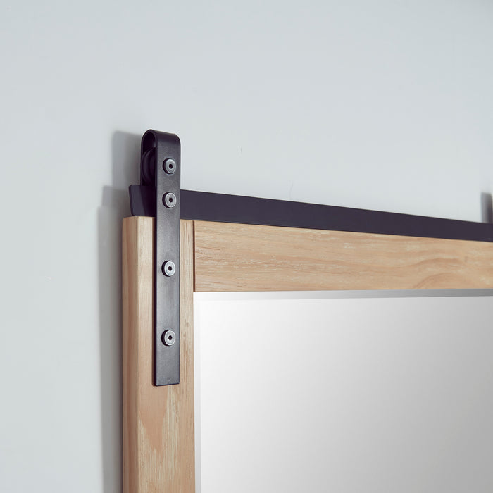 32-Inch Dalen Pine Wood Rectangular Vanity Mirror Barndoor Wall Mount