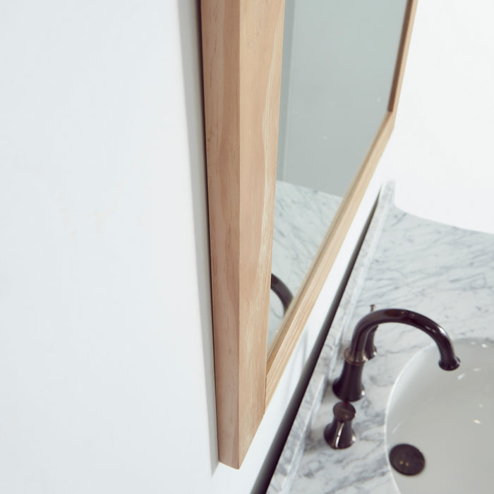 32-Inch Dalen Pine Wood Rectangular Vanity Mirror Barndoor Wall Mount