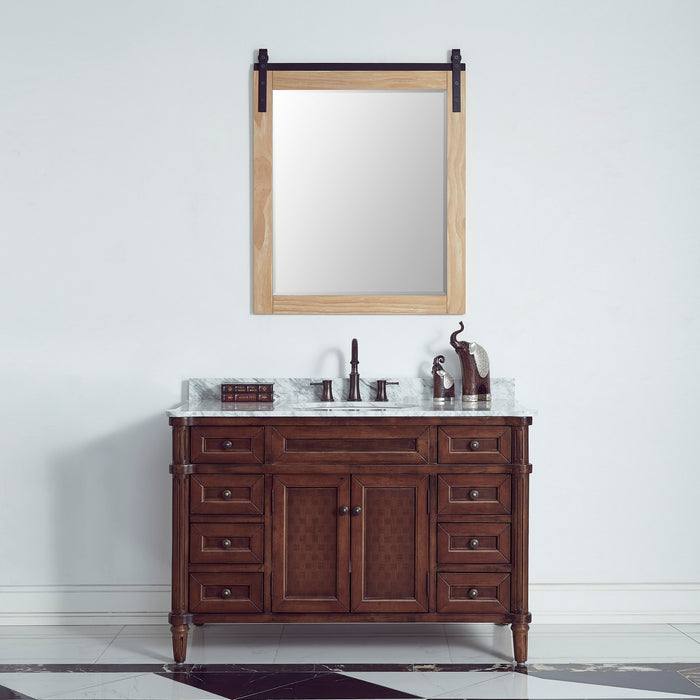 32-Inch Adura Oak Wood Bathroom Vanity Mirror - Barndoor Rectangular Wall Mount Mirror