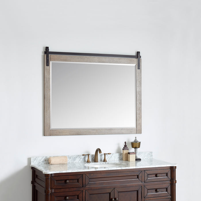 48-Inch Elara Rectangular Bathroom Mirror Wall Mount Barn Door Grey Wood