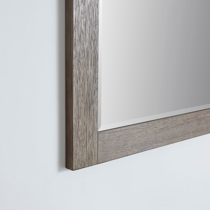 48-Inch Elara Rectangular Bathroom Mirror Wall Mount Barn Door Grey Wood