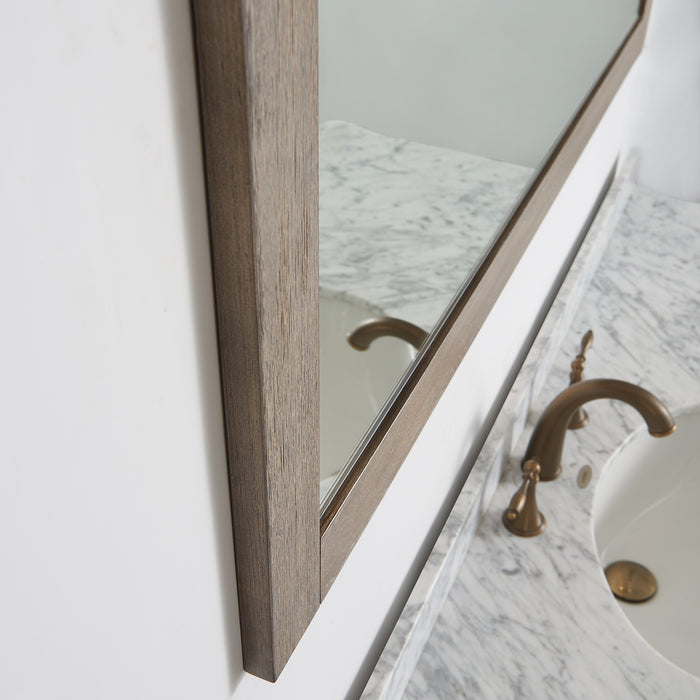 48-Inch Elara Rectangular Bathroom Mirror Wall Mount Barn Door Grey Wood