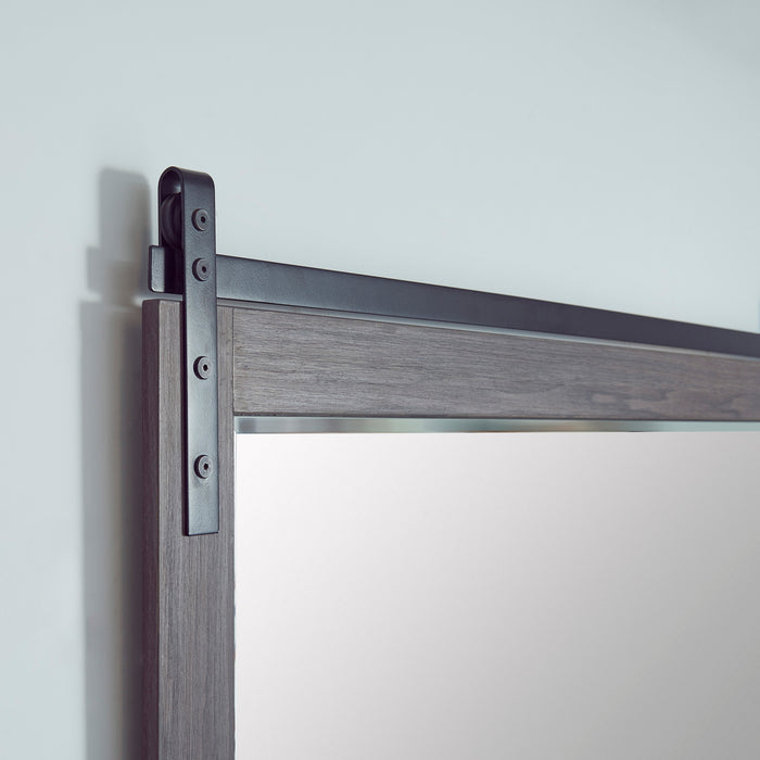 Cortes 48" Rectangular Bathroom Vanity Barndoor Wall Mount Mirror in Oak