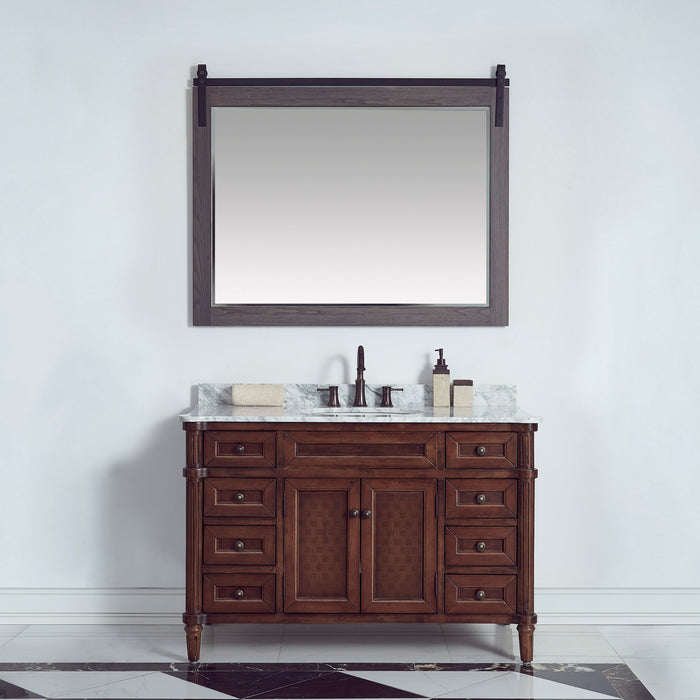 Cortes 48" Rectangular Bathroom Vanity Barndoor Wall Mount Mirror in Oak