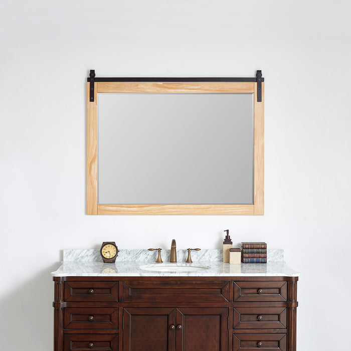 48" Ember Weathered Pine Wall Mount Vanity Mirror - Rectangular Barndoor Bathroom Mirror
