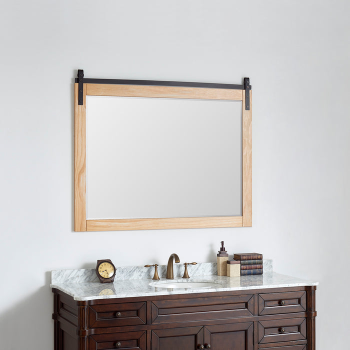 48" Ember Weathered Pine Wall Mount Vanity Mirror - Rectangular Barndoor Bathroom Mirror