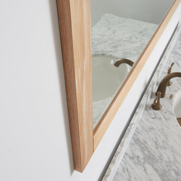 48" Ember Weathered Pine Wall Mount Vanity Mirror - Rectangular Barndoor Bathroom Mirror