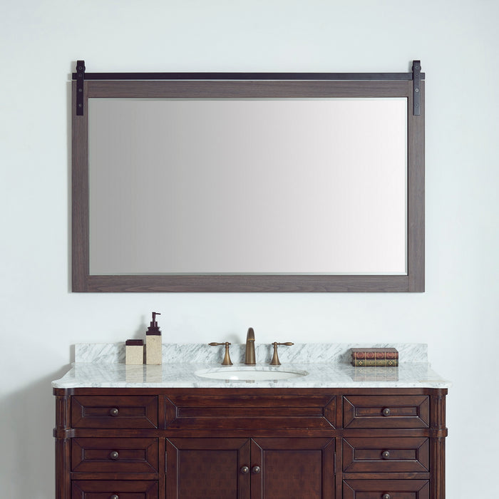 60-Inch Flux Oak Bathroom Mirror Rectangular Wall Mount Barn Door Vanity