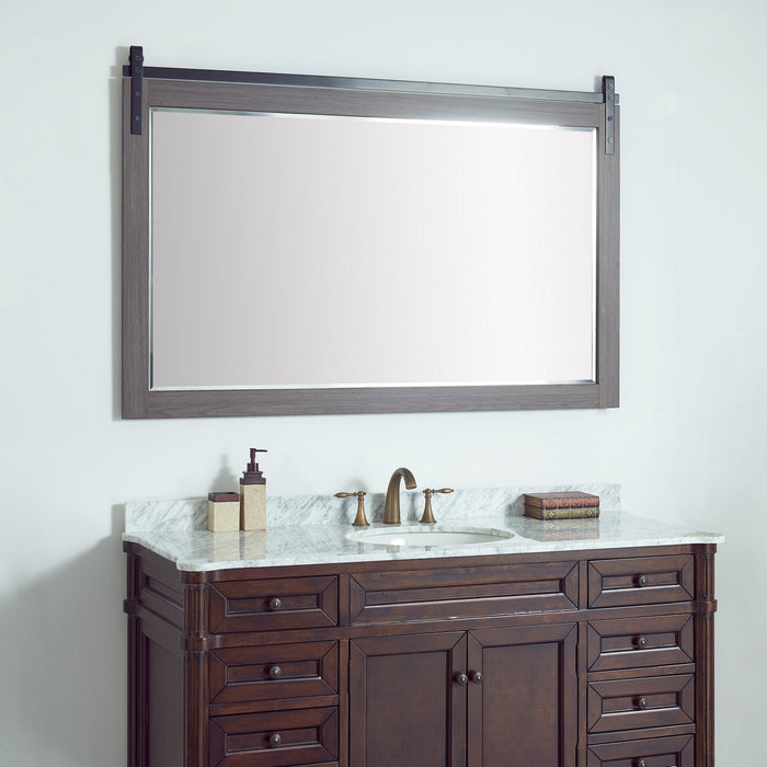 60-Inch Flux Oak Bathroom Mirror Rectangular Wall Mount Barn Door Vanity