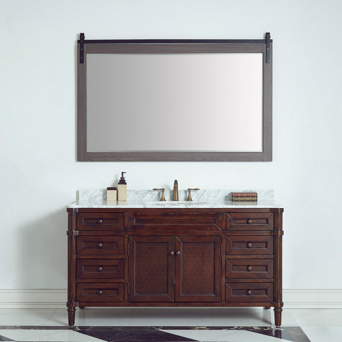 60-Inch Flux Oak Bathroom Mirror Rectangular Wall Mount Barn Door Vanity