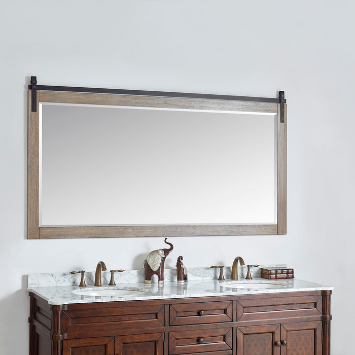 72-Inch Galen Large Grey Wood Barndoor Vanity Mirror - Rectangular Wall Mount Bathroom Mirror