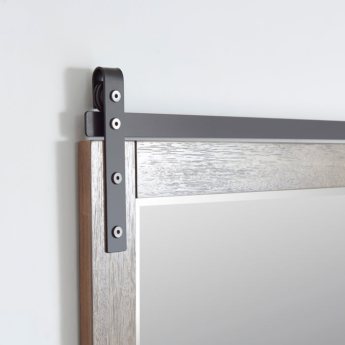 72-Inch Galen Large Grey Wood Barndoor Vanity Mirror - Rectangular Wall Mount Bathroom Mirror