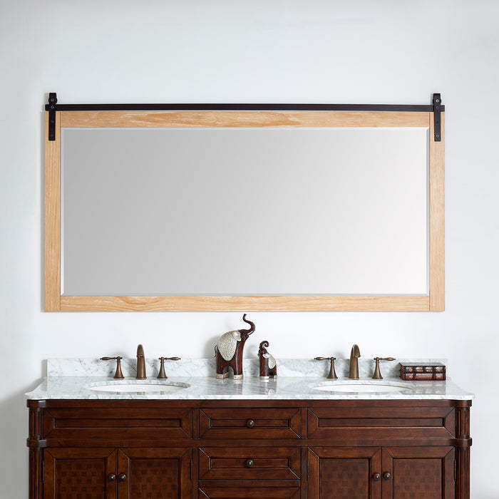 72-Inch Pine Wood Jolyn Bathroom Vanity Mirror - Barndoor Wall Mount Rectangular Frame