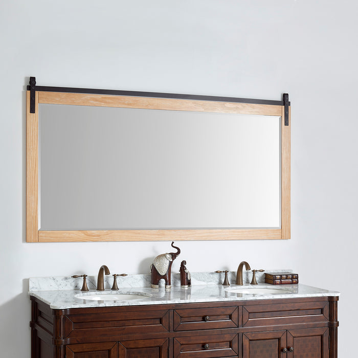 72-Inch Pine Wood Jolyn Bathroom Vanity Mirror - Barndoor Wall Mount Rectangular Frame