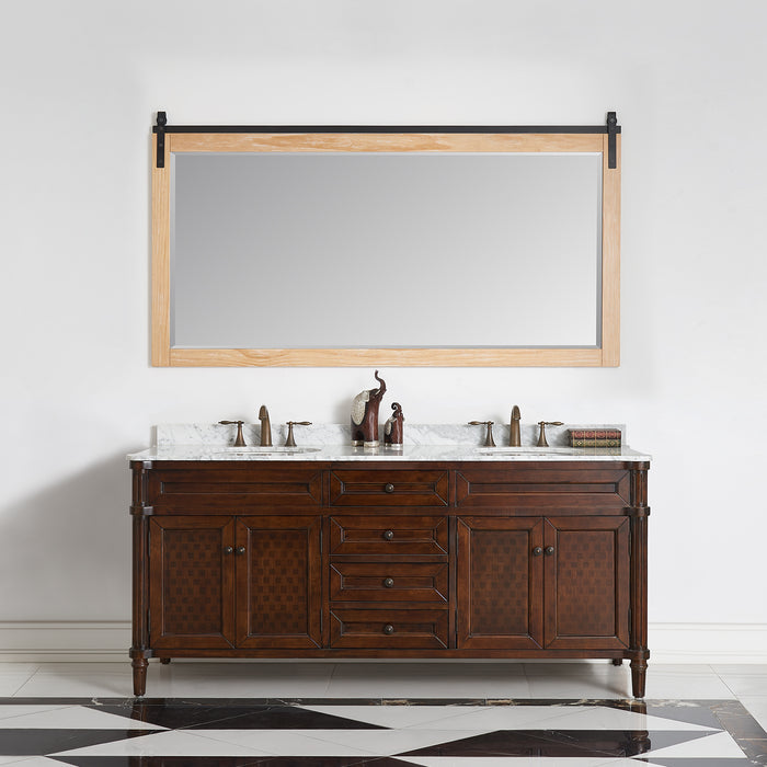 72-Inch Pine Wood Jolyn Bathroom Vanity Mirror - Barndoor Wall Mount Rectangular Frame