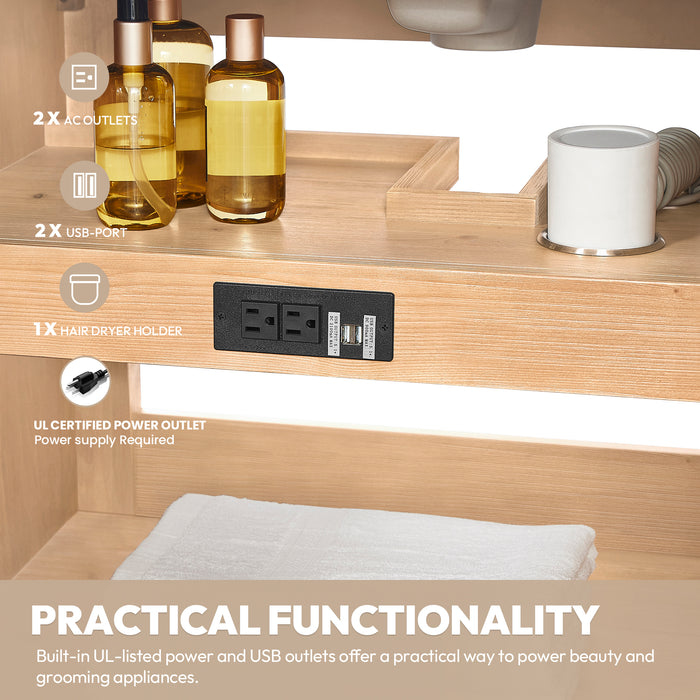 León 60in. Free-standing Single Bathroom Vanity in Fir Wood Brown with Composite top in Lightning White