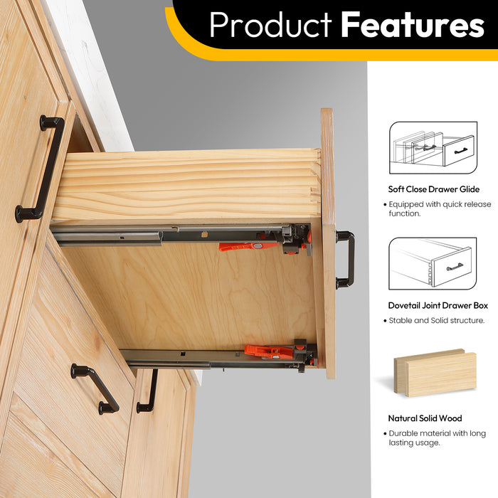 60-Inch Targaryen Bathroom Vanity Set – Freestanding Double Sink Cabinet in Brown Fir Wood with Mirror