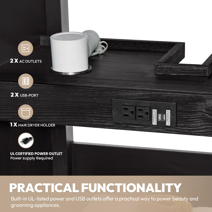72 Inch Verve Freestanding Double Vanity – Black Wood Cabinet with Lightning White Composite Countertop & Storage