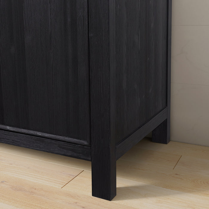 72 Inch Verve Freestanding Double Vanity – Black Wood Cabinet with Lightning White Composite Countertop & Storage