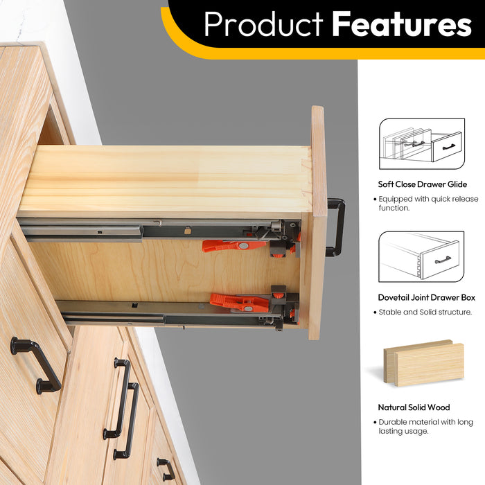 84 Inch Vortex Double Bathroom Vanity – Fir Wood Cabinet with Dual Sinks and Lightning White Composite Surface
