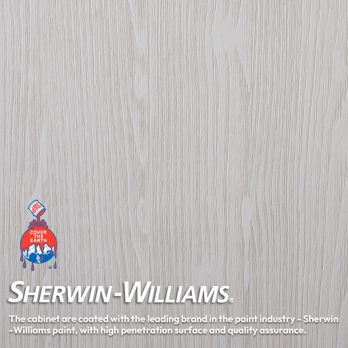 84 Inch Willow Double Vanity – Washed White Cabinet with Lightning White Countertop and Matching Mirror