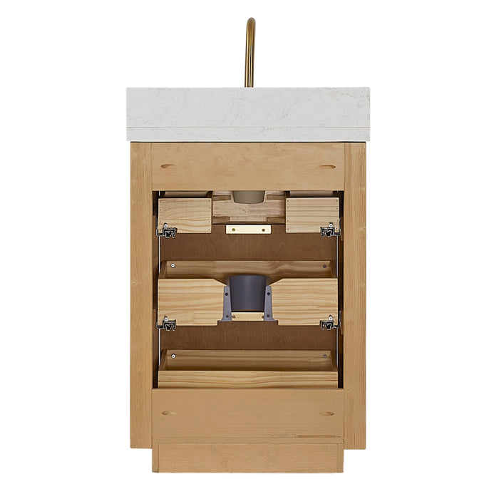 24 Inch Brio Single Sink Vanity – Washed Ash Grey Frame with Lightning White Countertop & Mirror Included