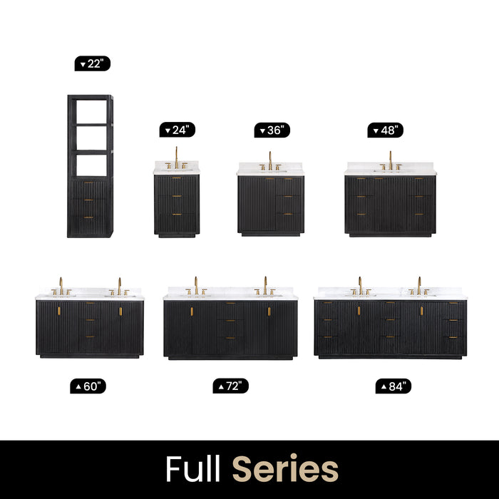 Cádiz 48in. Free-standing Single Bathroom Vanity in Fir Wood Black with Composite top in Lightning White and Mirror