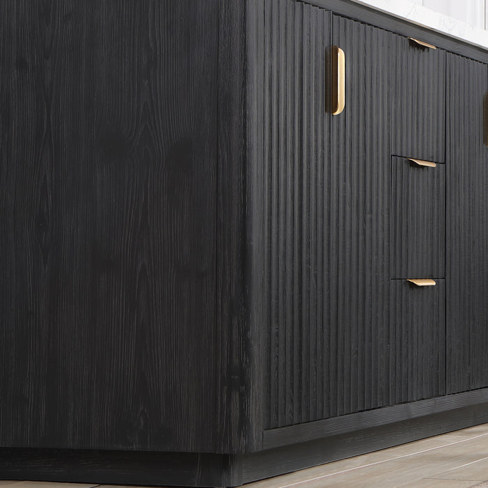 60-Inch Dune Bathroom Vanity – Black Fir Finish with Dual Sink & White Composite Countertop