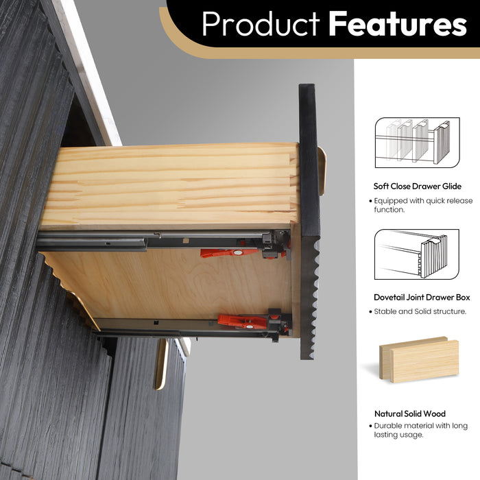 60-Inch Dune Bathroom Vanity – Black Fir Finish with Dual Sink & White Composite Countertop