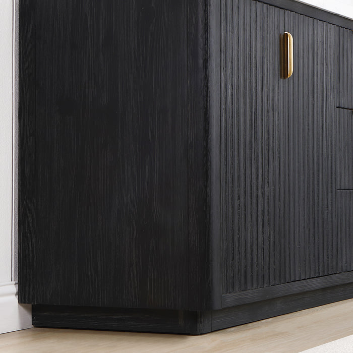 72-Inch Eden Double Sink Vanity – Freestanding Black Wood Cabinet with Lightning White Stone Top