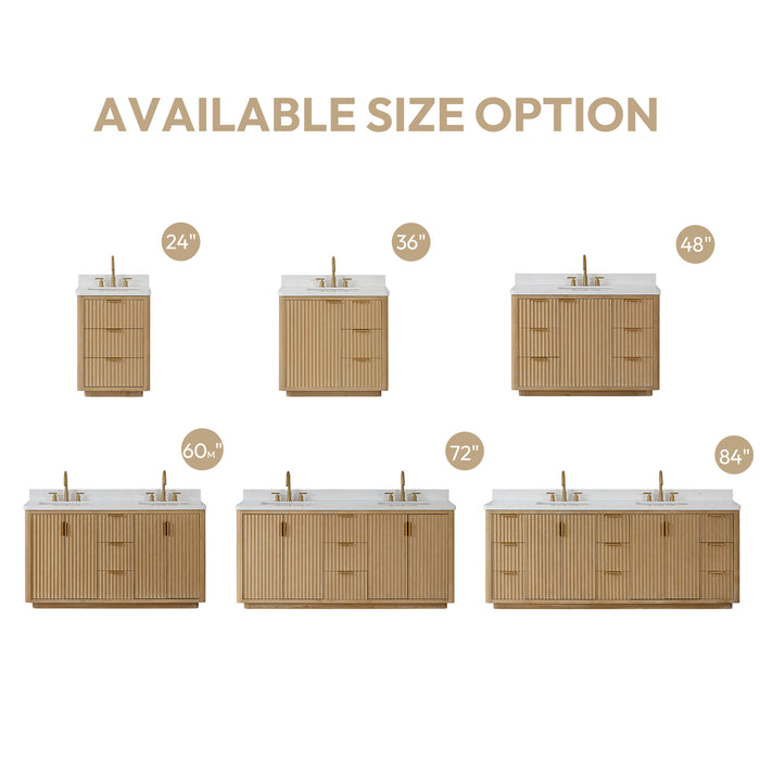 72-Inch Chara Bathroom Vanity – Washed Ash Grey Finish with Dual Sinks & White Composite Countertop