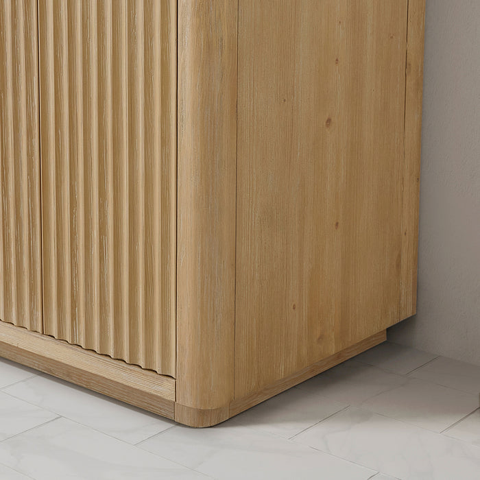 Cádiz 84in. Free-standing Double Bathroom Vanity in Washed Ash Grey with Composite top in Lightning White and Mirror